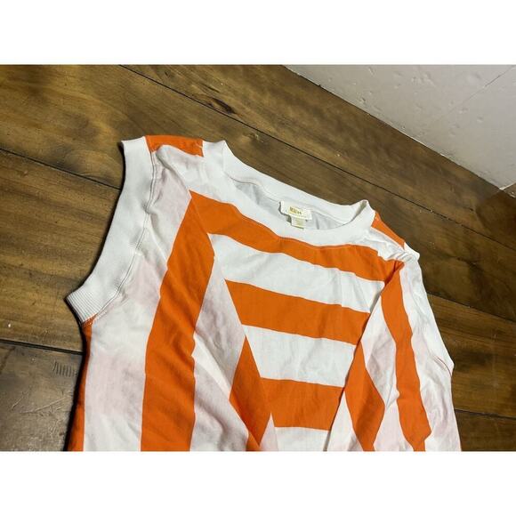 Anthropologie Maeve Tie Front Wrap Tee Size Small Orange and White Stripes - Picture 5 of 9